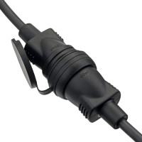 Кабельная розетка duwi c заземлением 16A с крышкой IP44 каучук черная 27456 8
