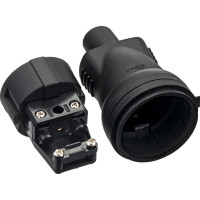 Кабельная розетка duwi c заземлением 16A с крышкой IP44 каучук черная 27456 8