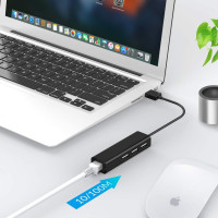 Сетевая карта 3хпортовый USB разветвитель 5bites USB2.0 RJ45 100мегабит 10см UA2-45-06BK