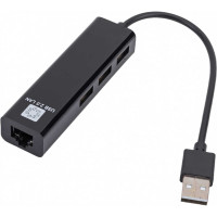Сетевая карта 3хпортовый USB разветвитель 5bites USB2.0 RJ45 100мегабит 10см UA2-45-06BK