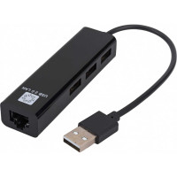 Сетевая карта 3хпортовый USB разветвитель 5bites USB2.0 RJ45 100мегабит 10см UA2-45-06BK