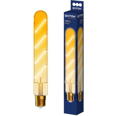 Светодиодная лампочка ФОТОН филаментная LED T30/225 4Вт E27 2200К, теплый свет, 23938