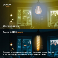 Светодиодная филаментная лампа ФОТОН LED T30/185 4Вт E27 2200К, теплый свет, 23937