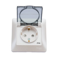 Розетка Systeme Electric 1-местная СП Glossa 16А IP44 с крышкой в сборе перламутр GSL000648