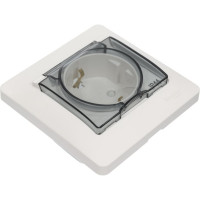 Розетка Systeme Electric Glossa Молочная с/з со шторками с крышкой IP44 в сборе GSL000948
