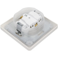 Розетка Systeme Electric Glossa Молочная с/з со шторками с крышкой IP44 в сборе GSL000948