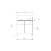 Тумба с раковиной Onika Балтика 70 напольная, белая, с корзиной (ум. Балтика 70) 107028