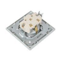 Розетка NE-AD с заземлением, керамика, 16А, 250В, Aras, Серебро, 93-122-08-P