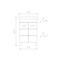 Тумба с раковиной Onika Балтика-Квадро 55 напольная, белая 105521