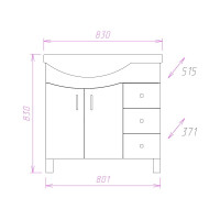 Тумба Onika Эльбрус 82 напольная белая крыло справа 108202