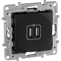 Зарядное устройство Legrand USB тип А / тип А Legrand Etika 3000мА 15Вт антрацит 672694