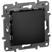 Выключатель Legrand кнопочный одноклавишный Legrand Etika с нормально-открытым/нормально-закрытым контактом 6А 250В безвинтовые зажимы антрацит 672614