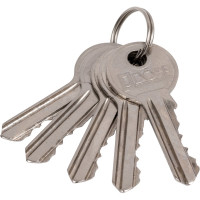 Цилиндр замка DORF ключ/барашек, английский, 5 ключей, никель 45х45 DORF_90(45x45)_k_kn