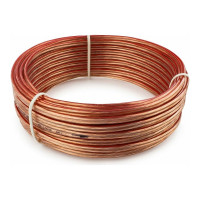 Акустический кабель Cablexpert прозрачный, 2x0.75мм2, медь, 15м, с красн.пол., бухта, CC-TC2x0,75-15M