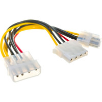 Кабель-разветвитель питания Cablexpert Molex 4pin(M)/Molex 4pin (F)+ATX 4pin, медь,15см, пакет, CC-PSU-4