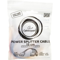 Кабель-разветвитель питания Cablexpert Molex 4pin(M)/Molex 4pin (F)+ATX 4pin, медь,15см, пакет, CC-PSU-4