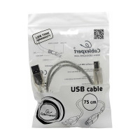 Кабель Cablexpert USB2.0 Pro, AM/BM, 0.75м, экранированный, ферритовое кольцо, прозрачный CCF-USB2-AMBM-TR-0.75M