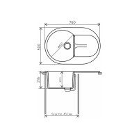 Кухонная мойка Polygran ATOL-760 (№14 Серый) 679009