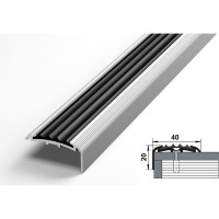 Порог угловой алюминиевый с вставкой ЛУКА (40х20 мм, 0,9 м, Без покрытия) УТ000023707