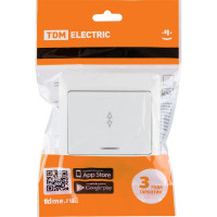 Выключатель одноклавишный на 2 направления с подсветкой TDM ELECTRIC 10А белый "Ильмень" SQ1823-0006