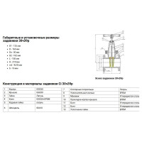 Чугунная задвижка Ci МЗВ30ч39р Ду50 Ру16 Т D040-02310