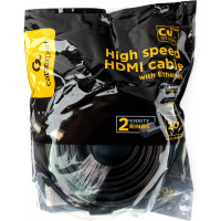 Кабель HDMI Cablexpert 20м v2.0 19M/19M медь, черный позолоченные разъемы экран 2 ферритовых кольца пакет CCF2-HDMI4-20M