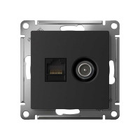 Розетка 2-ая ТВ + компьютерная RJ45 Systeme Electric (Schneider Electric) Atlasdesign карбон кат. 5Е ATN001089