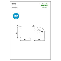Уголок Amig нерж. сталь, сист. перегородок 100-50х52х2