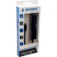 Концентратор USB 3.0 Gembird 4 порта, Type-C, с дополнительным питанием UHB-C364