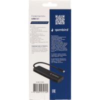 Концентратор USB 3.0 Gembird 4 порта, Type-C, с дополнительным питанием UHB-C364