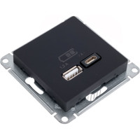 Розетка USB A+С Systeme Electric AtlasDesign Карбон 5В/2,4А, 2х5В/1,2 А ATN001039