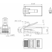 Разъем легкой оконцовки Hyperline RJ-45 (8P8C) под витую пару (100 шт.), 403341