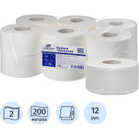 Бумага туалетная д/дисп Luscan PROFESSIONAL Luscan Professional 2сл белая цел 200м 12рул/уп 880886