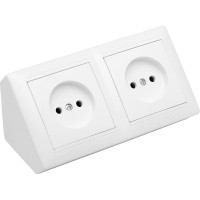 Угловой блок 2-местной розетки Bylectrica серия СТИЛЬ, белый, РА16-751