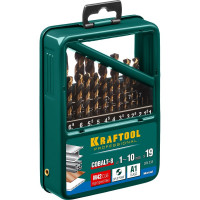 Набор сверл Kraftool по металлу 19 шт, 1-10 мм, HSS-Co 29656-H19