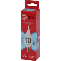 Светодиодная лампа ЭРА LED BXS-10W-840-E14 R диод, свеча на ветру, 10Вт, нейтральный свет, E14 10/100/2800 Б0051849