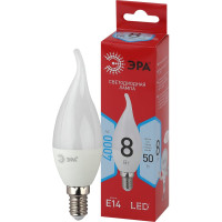 Светодиодная лампа ЭРА LED BXS-8W-840-E14 R диод, свеча на ветру, 8Вт, нейтральный свет, E14 10/100/2800 Б0051848