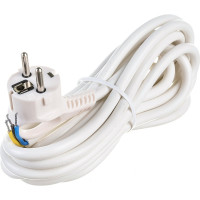 Сетевой шнур с вилкой ЭРА U-3x1,5-5m-W с заземлением 5м ПВС 3x1,5мм2 белый Б0048710
