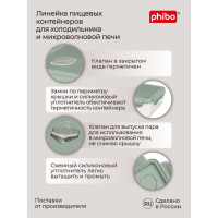 Контейнер для холодильника и микроволновой печи Phibo ECO STYLE с клапаном 1.0 л 433121636