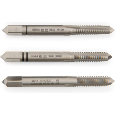 Ручные метчики GSR M6х1 HSSG DIN352 6H набор 3 шт для глухих и сквозных отверстий  B00105190