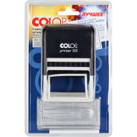 Самонаборный штамп Colop Printer с двумя кассами, 10 строк без рамки, 8 строк с рамкой 55 SET- F чер