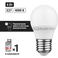 Светодиодная лампа TDM ELECTRIC FG45-6 Вт-230 В-4000 К–E27 "Лампа-ДИММЕР" SQ0340-0202