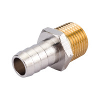 Штуцер (внешняя резьба 1/2" - елочка 14 мм; латунь никелированная) SANTRADE 1429