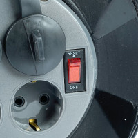 Удлинитель на пластиковой катушке STEKKER STD01-41-50 50м, 4 гнезда с заземлением 3х1,5, оранжевый, 39709