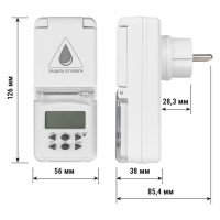 Розеточный таймер TDM ELECTRIC ТРЭ-02-1 мин/7дн-10on/off-8А-IP44 недельный, защита от влаги SQ1506-0005