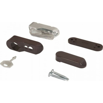 Блокиратор открывания окна INTERNIKA флажковый, с ключом, коричневый RAL 8019 INT0096.05