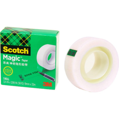 Scotch Лента невидимая клейкая 810 Magic в коробочке, 19мм х 33м 7100024666