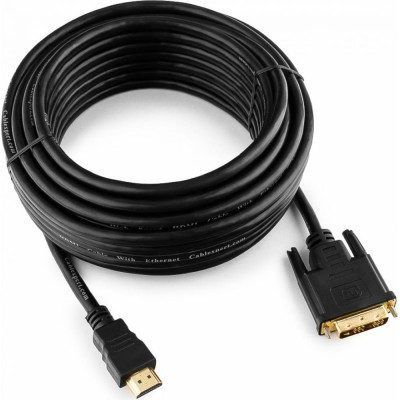 Cablexpert Кабель HDMI-DVI 19M/19M 10м singlelink черн позол.разъемы экран CC-HDMI-DVI-10MC