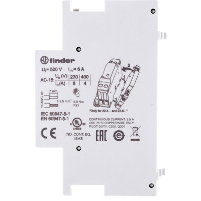 Дополнительный контактный модуль для контакторов 22.44, 22.64 Finder 02265