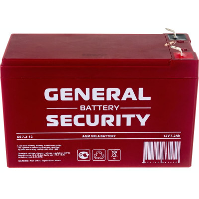 General Security Аккумулятор для ИБП GS7.2-12 12В 7,2 Ач УТ-00001383